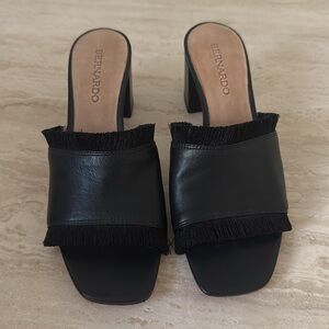 Bernardo Black Fringe Mules